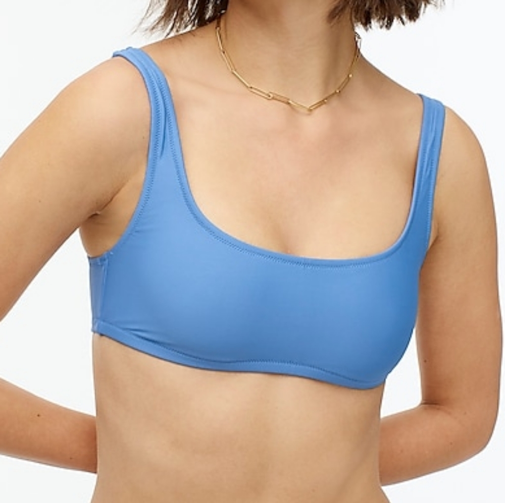 J.Crew scoopneck bikini top, xxl, blue